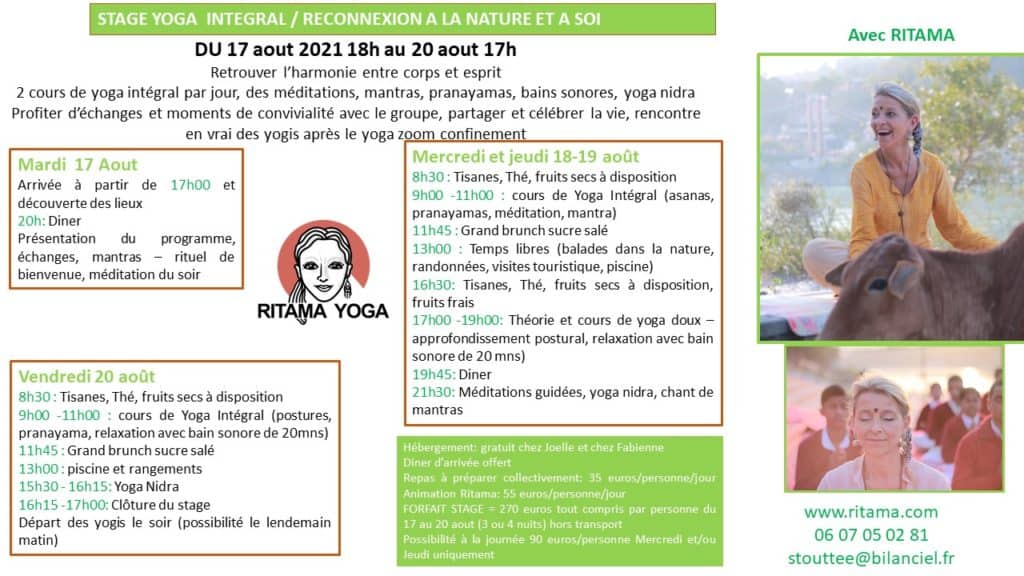 Stage de yoga en Dordogne - Aout 2021